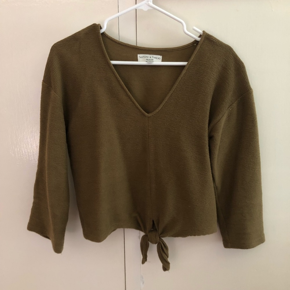 Olive green Madewell tie-front blouse